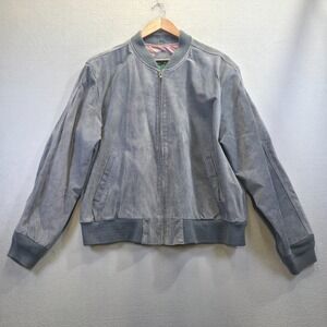 Vintage Hill & Archer Men's Genuine Split Leather Gray Bomber Jacket Size 44